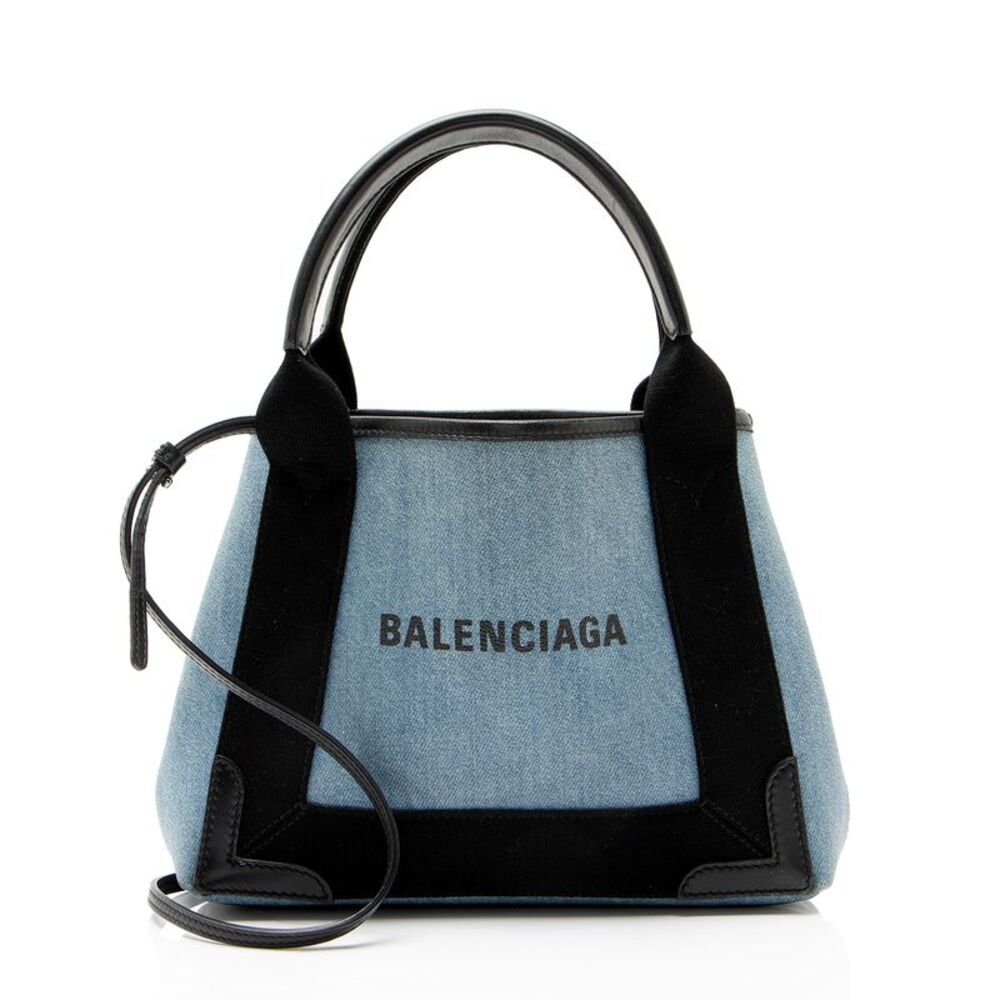 Balenciaga Denim Logo Cabas XS Tote